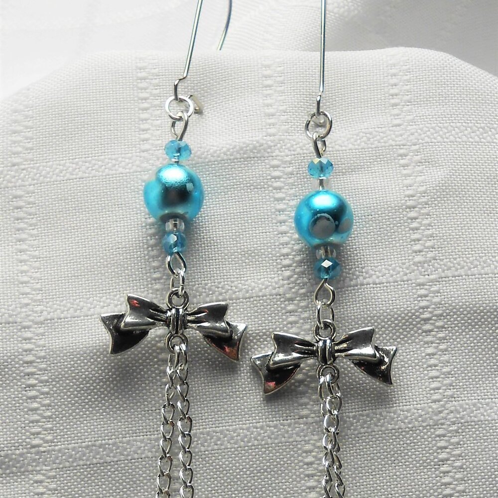 No1 Handmade earrings with Tibetan silver hooks and 8mm frosted pearls